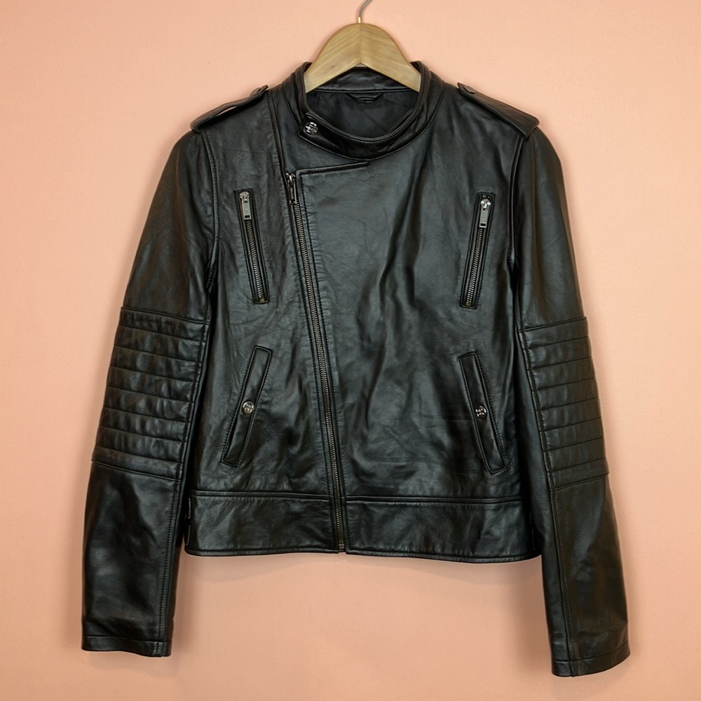 Bolvaint Adelais Lamb Leather Moto Jacket Black Buttery Soft Women's XL